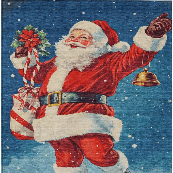 HomeRoots 5' Santa Claus Area Rug - Vibrant, Washable Indoor/Outdoor Design for High-Traffic Spaces & Fun Decor 621227