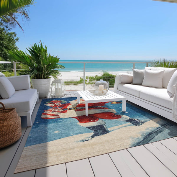 HomeRoots 5' Santa Claus Area Rug - Vibrant, Washable Indoor/Outdoor Design for High-Traffic Spaces & Fun Decor 621227