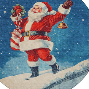 HomeRoots 8' Santa Claus Round Area Rug - Durable, Washable, Festive Design for Indoor & Outdoor Spaces 621228