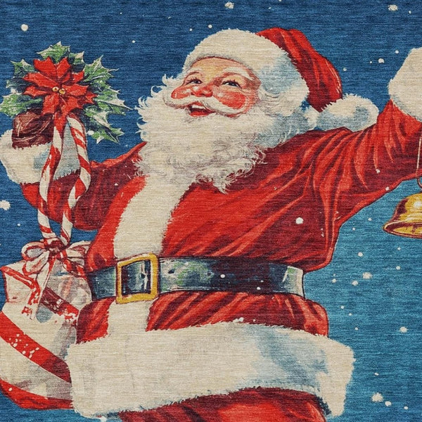 HomeRoots 8' Santa Claus Rug - Vibrant Red, Blue, Green & Gold Area Rug for Indoor/Outdoor Holiday Cheer! 621229