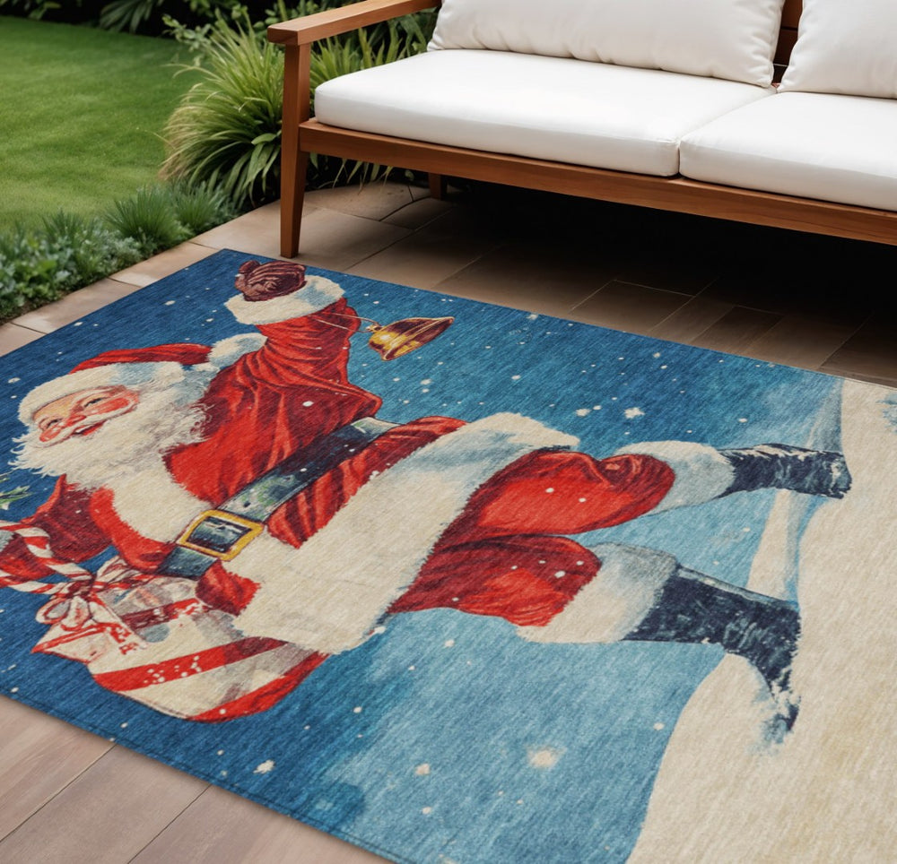 HomeRoots 9' Santa Claus Area Rug - Vibrant Washable Indoor/Outdoor Carpet for Holiday Cheer & Durability 621230