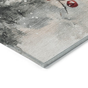HomeRoots 5' X 8' Ivory Red and Gray Gnome Rug - Washable, Stain-Resistant for Indoor & Outdoor Charm! 621233