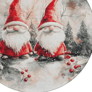 HomeRoots 8' Ivory Red and Gray Round Gnome Rug – Stylish, Washable, Durable for Indoor & Outdoor Spaces! 621234