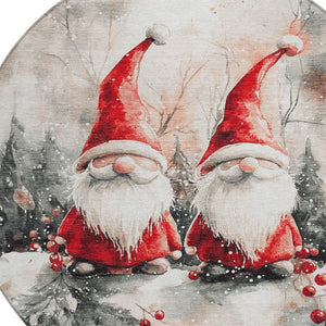 HomeRoots 8' Ivory Red and Gray Round Gnome Rug – Stylish, Washable, Durable for Indoor & Outdoor Spaces! 621234