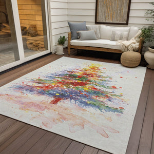 HomeRoots 5' X 8' Festive Christmas Tree Area Rug – Washable, Stain-Resistant, Indoor/Outdoor Charm for All Spaces 621239