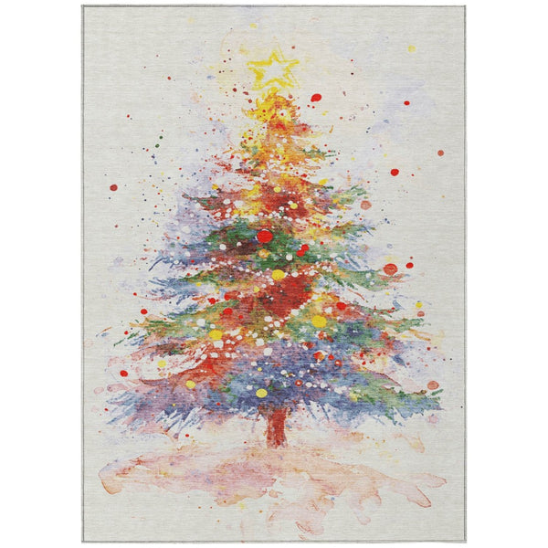 HomeRoots 5' X 8' Festive Christmas Tree Area Rug – Washable, Stain-Resistant, Indoor/Outdoor Charm for All Spaces 621239
