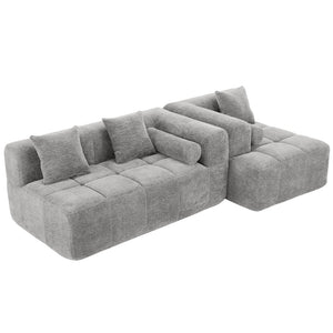 English Elm 101.2" Modular Chenille Sectional Sofa with Tufted Cushions and Deep Seating for Living Room N719S001890R