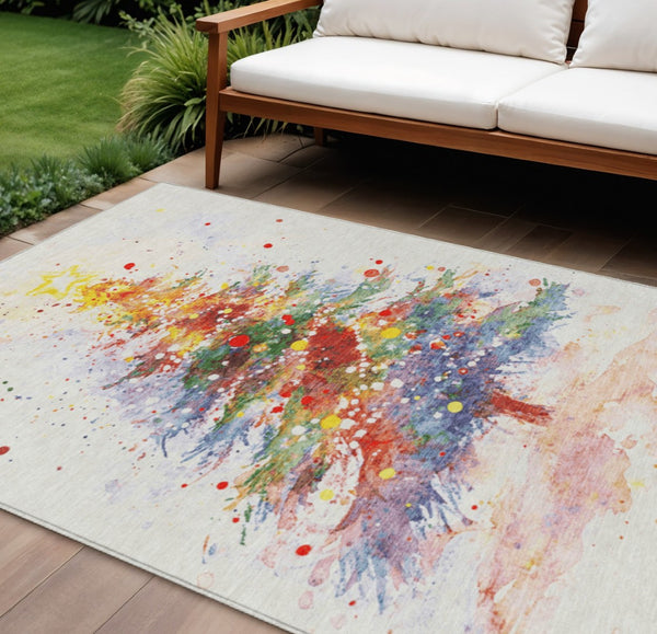 HomeRoots 8' X 10' Washable Indoor/Outdoor Area Rug with Festive Christmas Tree Design – Durable & Stylish! 621241