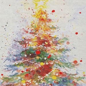 HomeRoots 10' Christmas Tree Area Rug - Washable Indoor/Outdoor Decor in Elegant Ivory, Green, Purple, Blush 621243