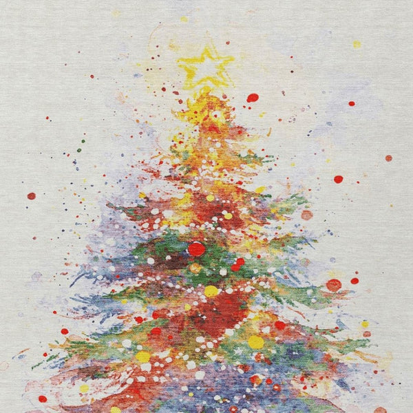 HomeRoots 10' Christmas Tree Area Rug - Washable Indoor/Outdoor Decor in Elegant Ivory, Green, Purple, Blush 621243