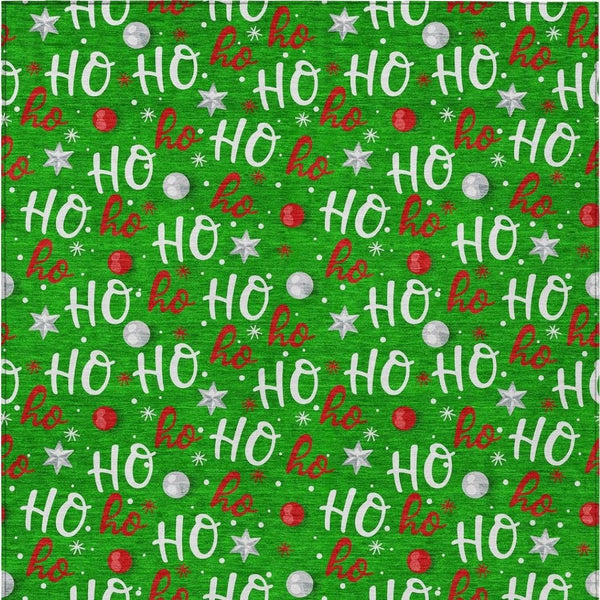 HomeRoots 5' X 8' Ho Ho Ho Festive Area Rug - Durable Indoor & Outdoor, Machine Washable, Stylish & Practical 621245