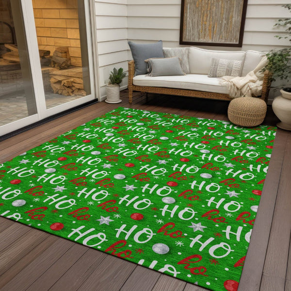 HomeRoots 5' X 8' Ho Ho Ho Festive Area Rug - Durable Indoor & Outdoor, Machine Washable, Stylish & Practical 621245