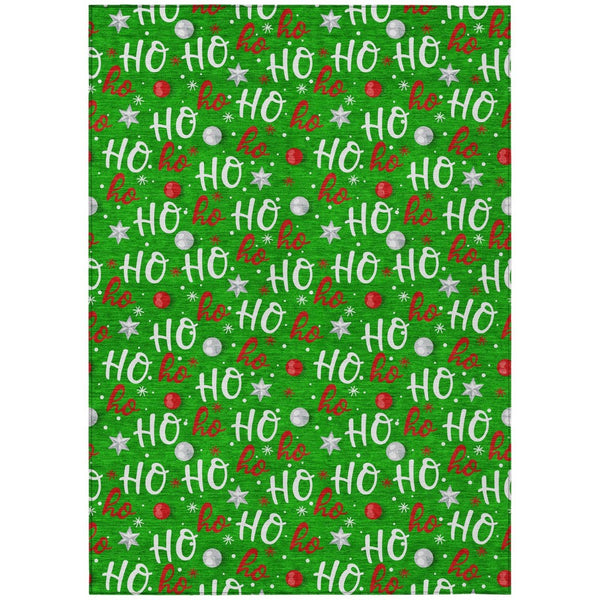 HomeRoots 5' X 8' Ho Ho Ho Festive Area Rug - Durable Indoor & Outdoor, Machine Washable, Stylish & Practical 621245