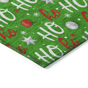 HomeRoots 5' X 8' Ho Ho Ho Festive Area Rug - Durable Indoor & Outdoor, Machine Washable, Stylish & Practical 621245