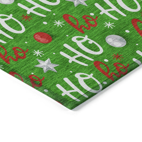 HomeRoots 5' X 8' Ho Ho Ho Festive Area Rug - Durable Indoor & Outdoor, Machine Washable, Stylish & Practical 621245