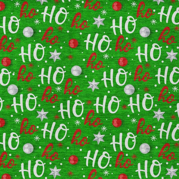 HomeRoots 9' X 12' Ho Ho Ho Indoor Outdoor Area Rug - Festive Green, White, & Red, Durable, Washable Design 621248