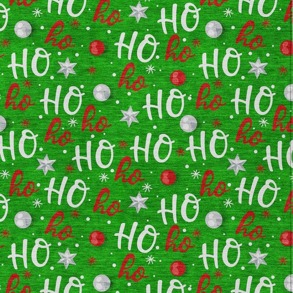 HomeRoots 10' Ho Ho Ho Festive Green, White & Red Washable Area Rug - Perfect for Indoor & Outdoor Spaces! 621249