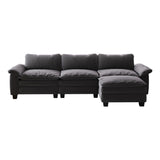 English Elm Living Room Furniture Luxury Sectional Sofa Couch With Ottoman Soft Velvet Upholstered Sofa Grey