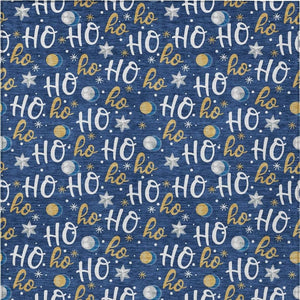 HomeRoots 5' X 8' Festive Navy Blue Gold "Ho Ho Ho" Washable Area Rug for Indoor & Outdoor Holiday Charm 621251