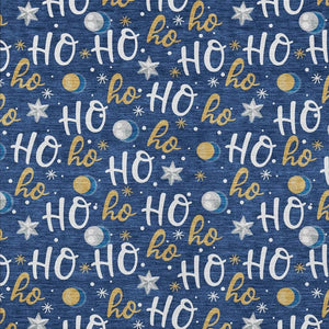 HomeRoots 9' X 12' Navy Blue "Ho Ho Ho" Washable Area Rug - Festive Indoor/Outdoor Decor for Year-Round Use 621254