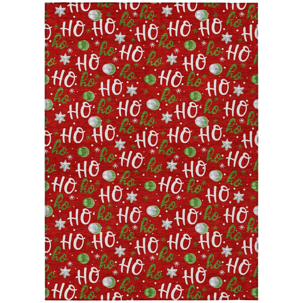 HomeRoots 9' X 12' Festive "HO HO HO" Washable Indoor/Outdoor Area Rug – Durable, Easy-Clean, Perfect for Any Space! 621260