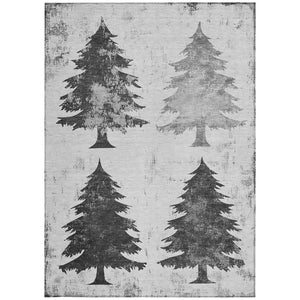 HomeRoots 5' Gray and Silver Trees Area Rug - Stylish, Washable, Durable for Indoor/Outdoor Spaces, 5x8 ft 621263