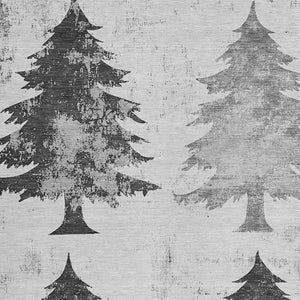 HomeRoots 5' Gray and Silver Trees Area Rug - Stylish, Washable, Durable for Indoor/Outdoor Spaces, 5x8 ft 621263