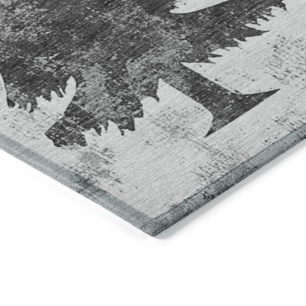 HomeRoots 8' Gray and Silver Round Trees Rug - Stylish, Washable, Durable, Perfect for Indoor & Outdoor Use! 621264