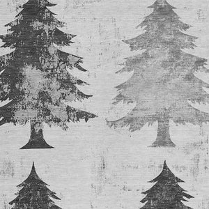 HomeRoots 8' X 10' Gray and Silver Trees Area Rug - Stylish, Washable, Durable for Indoor & Outdoor Spaces 621265