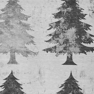 HomeRoots 9' Indoor Outdoor Area Rug with Gray & Silver Trees Design - Machine Washable, Durable & Stylish! 621266