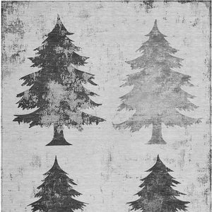 HomeRoots 10' Gray and Silver Trees Washable Area Rug – Durable Indoor/Outdoor Design for High-Traffic Spaces 621267
