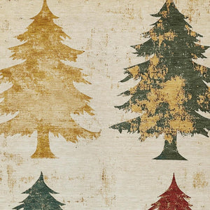HomeRoots 9' Indoor Outdoor Area Rug - Elegant Ivory, Gold & Burgundy Tree Design, Washable & Durable for All Spaces 621272