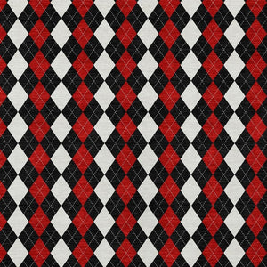 HomeRoots 10' Black Red and White Argyle Washable Area Rug - Durable Indoor/Outdoor Design for Easy Care 621285