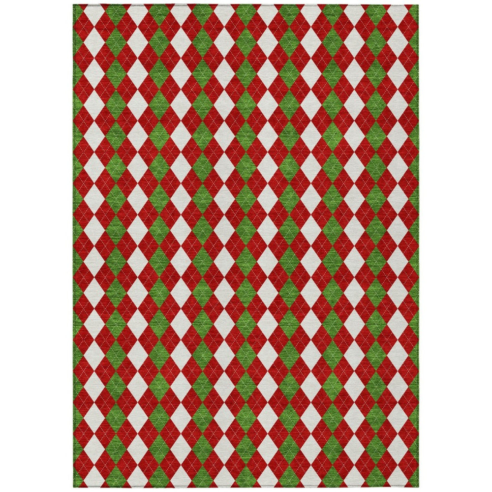 HomeRoots 9' X 12' Argyle Indoor Outdoor Area Rug - Durable, Washable, Colorful Accent for High-Traffic Spaces 621296