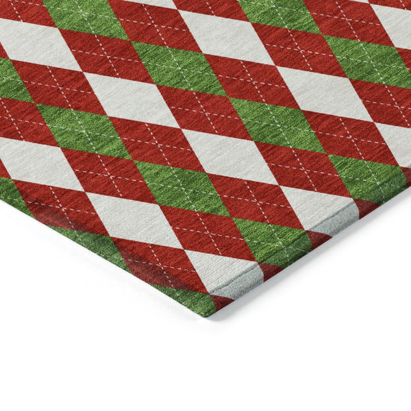 HomeRoots 9' X 12' Argyle Indoor Outdoor Area Rug - Durable, Washable, Colorful Accent for High-Traffic Spaces 621296