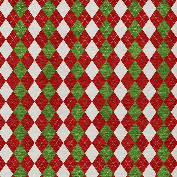 HomeRoots 9' X 12' Argyle Indoor Outdoor Area Rug - Durable, Washable, Colorful Accent for High-Traffic Spaces 621296