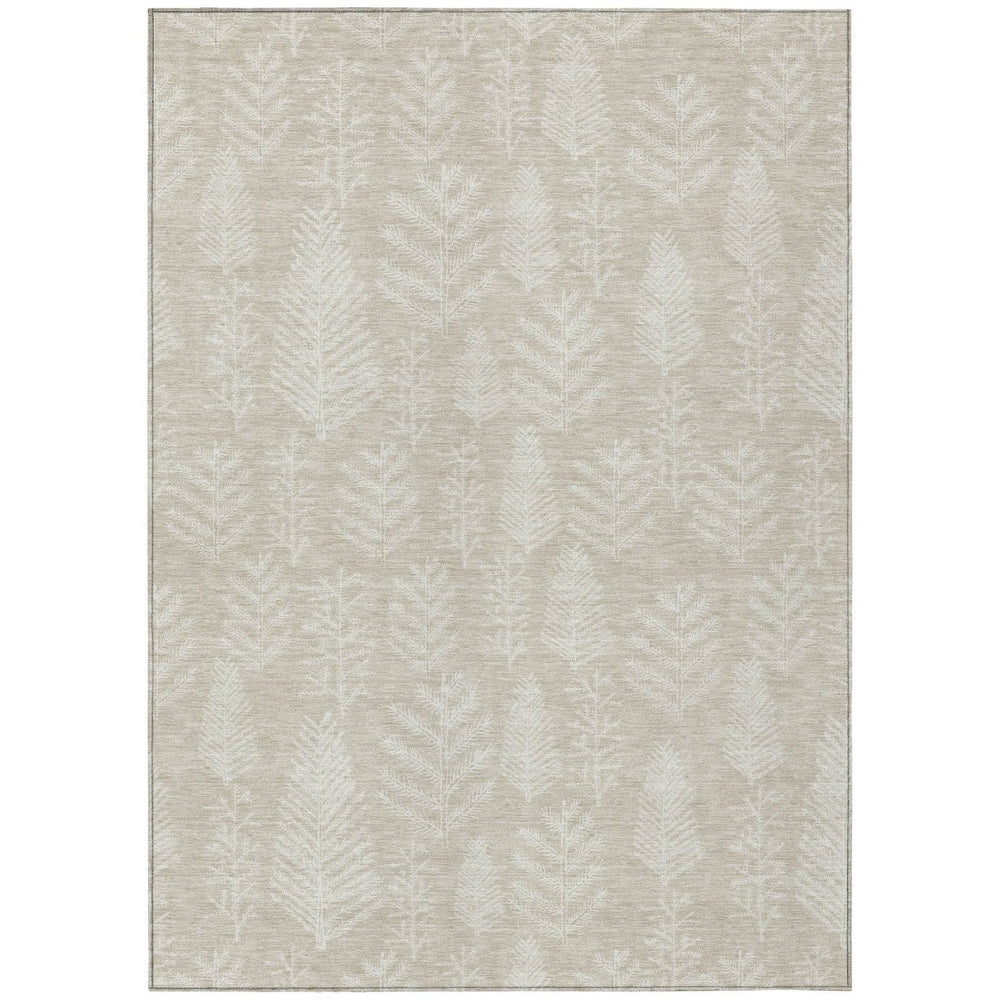 HomeRoots 5' X 8' Washable Beige and Ivory Trees Area Rug – Durable, Stylish for Indoor & Outdoor Use, Easy Care 621299