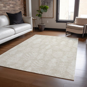 HomeRoots 5' X 8' Washable Beige and Ivory Trees Area Rug – Durable, Stylish for Indoor & Outdoor Use, Easy Care 621299