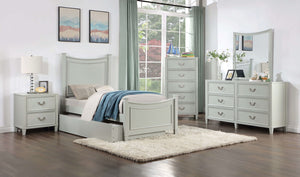 English Elm Transitional Chest with Four Deep Drawers and Black Bar Pulls, Elegant Bedroom Storage Piece Gray 31 L x 20 W x 44 H B2741P406258