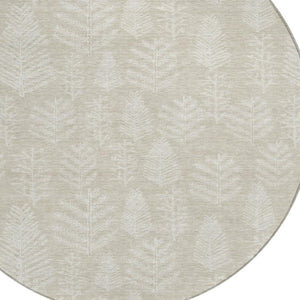 HomeRoots 8' Beige and Ivory Round Area Rug – Durable, Washable Design for Indoor and Outdoor Spaces, Soft & Stylish 621300