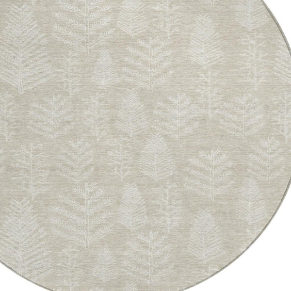 HomeRoots 8' Beige and Ivory Round Area Rug – Durable, Washable Design for Indoor and Outdoor Spaces, Soft & Stylish 621300