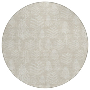 HomeRoots 8' Beige and Ivory Round Area Rug – Durable, Washable Design for Indoor and Outdoor Spaces, Soft & Stylish 621300