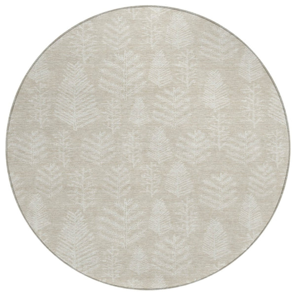 HomeRoots 8' Beige and Ivory Round Area Rug – Durable, Washable Design for Indoor and Outdoor Spaces, Soft & Stylish 621300