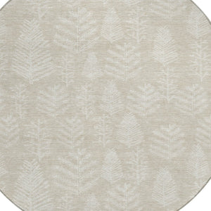 HomeRoots 8' Beige and Ivory Round Area Rug – Durable, Washable Design for Indoor and Outdoor Spaces, Soft & Stylish 621300
