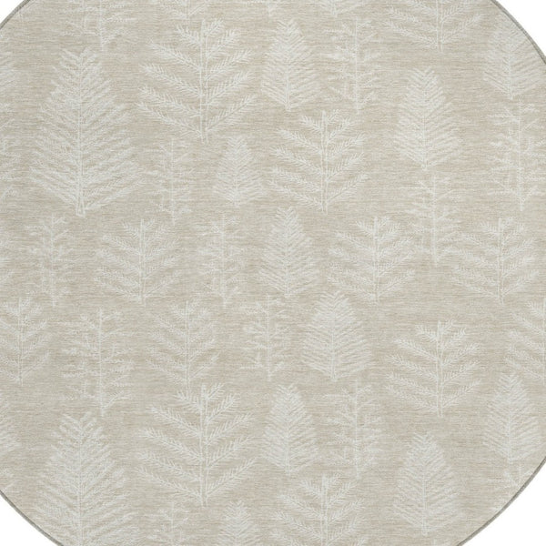 HomeRoots 8' Beige and Ivory Round Area Rug – Durable, Washable Design for Indoor and Outdoor Spaces, Soft & Stylish 621300