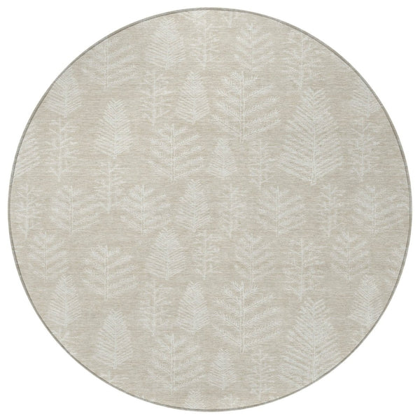 HomeRoots 8' Beige and Ivory Round Area Rug – Durable, Washable Design for Indoor and Outdoor Spaces, Soft & Stylish 621300