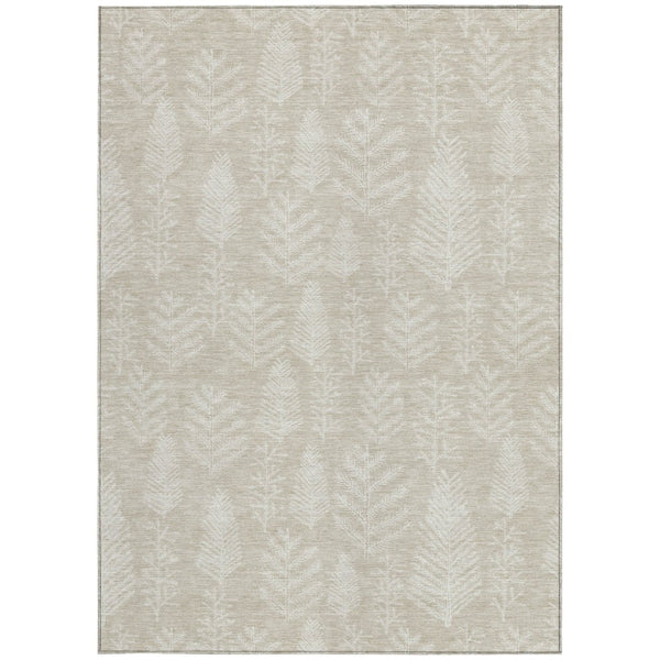 HomeRoots 9' X 12' Washable Beige and Ivory Trees Area Rug – Durable, Stylish Design for Indoor & Outdoor Use! 621302