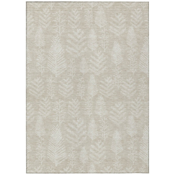 HomeRoots 10' X 14' Beige and Ivory Trees Washable Area Rug - Indoor/Outdoor Durable, Stylish, Easy Care Design 621303