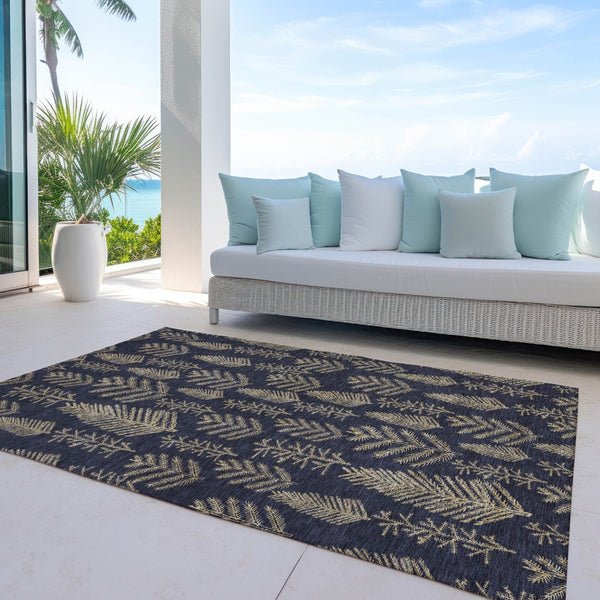 HomeRoots 5' Black and Gold Trees Washable Area Rug - Stylish Indoor/Outdoor Decor for High-Traffic Spaces 621305