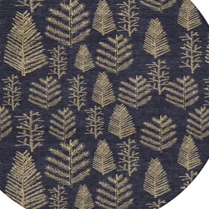 HomeRoots 8' Black and Gold Round Rug - Stylish, Washable, Durable Indoor/Outdoor Area Rug for Modern Spaces 621306